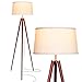 Brightech Emma LED Floor Lamp, Tall Lamp with Wood Legs, Mid-Century Modern Standing Lamp for Bedroom Reading, Tripod Lamp for Living Rooms & Offices, Great Living Room Decor - Walnut Brown