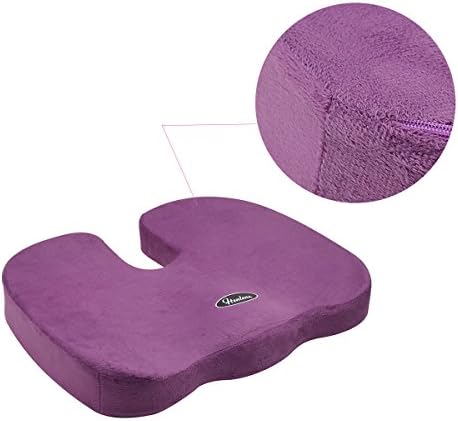 Memory Foam Office Chair and Car Seat Cushion For Back, Sciatica and Tailbone Pain (1, Purple)