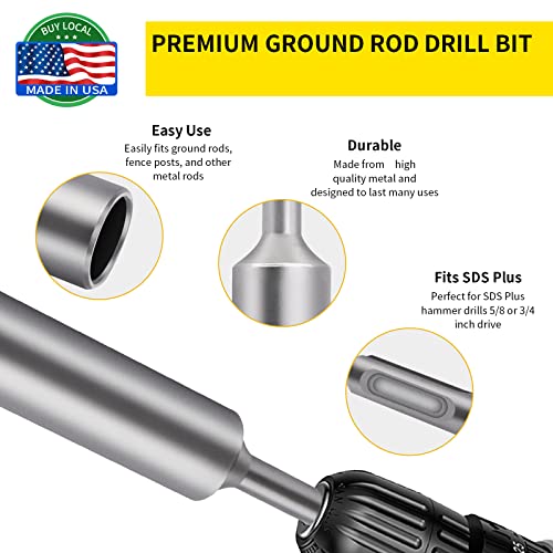 SDSPlus Ground Rod Driver for 5/8” & 3/4” Ground Rods Great for All