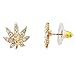 Lux Accessories Marijuana Leaf Pave Crystal 420 Weed Pot Stud Earrings