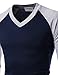 NEARKIN (NKNKR7T621 Unisex 3/4 Sleeve Raglan Design V-Neck Fitted T-Shirts NAVYGRAY US XL(Tag Size 2XL)
