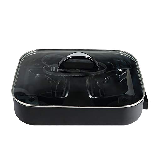 efluky 15-inch Electric Skillet, Electric Foldaway Skillet with Nostick Surface Inside and Outside for Sear, Fry, Bake, Steam or Simmer, Black