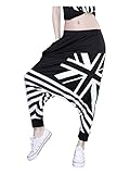 ELLAZHU Women Baggy Harem Hippie UK Flag Stripes Pants Trousers Onesize GN65