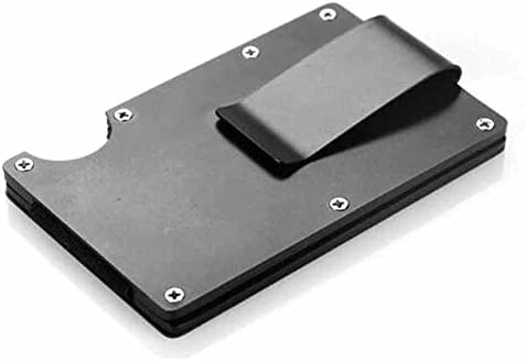 Antitheft Men Metal Wallets Slim Minimalist Business Card Holder Credit Card Case Rubber band … (Black)
