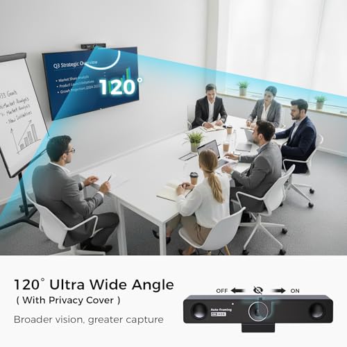 NEARITY V30S 4K Video Conference Camera with Microphone, 120° FOV/3X Digital Zoom, Meeting Room Webcam, Dual Microphone, Business Video Conferencing System/Smart Whiteboards
