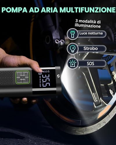 SERVOMASTER Portable Air Compressor, Portable Electric Inflator with Pressure Gauge, Electric Pump is Suitable for Car, Motorcycle, Bicycle, Ball