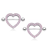 14GA Stainless Steel Gem Paved Heart Nipple