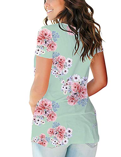V Neck T Shirts Women Summer Short Sleeve Loose Fitting Cute Tops
