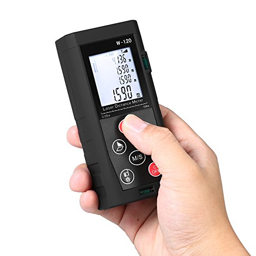 KKmoon 100m/328ft m/in/ft Mini Handheld Digital Distance Meter with LCD Backlight 2 Bubble Levels Range Finder Diastimeter Distance Area Volume Measurement