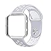 UMAXGET for Fitbit Blaze Bands, Sport Wristband Silicone Replacement Strap with Silver Frame for Fitbit Blaze Smart Fitness Watch Silver&White Small