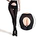 E EASILK 120D Women's High Waist Control Top Crotchless Pantyhose, Tights Sheer Silky Stockings,Black