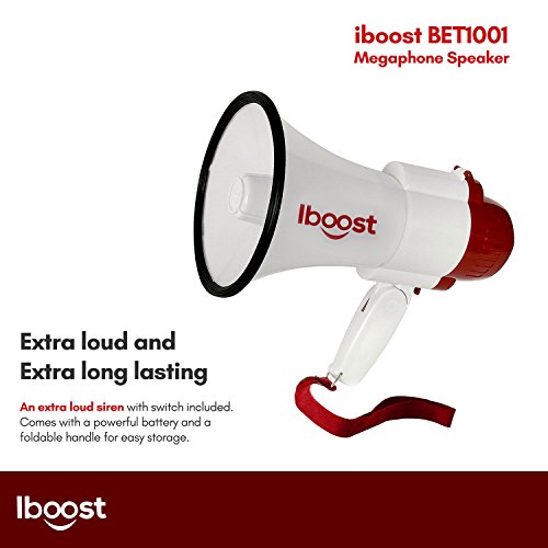 image for iboost BET1001 Indoor/Outdoor Megaphone Speaker PA Bullhorn & Siren - 