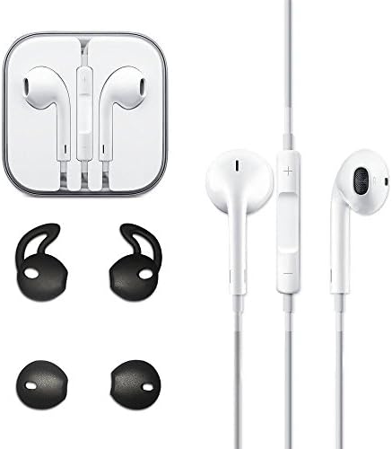 Earphone, Earpods and Silicone Covers with Microphone and Remote for Apple iPhone, iPod, iPad No-Retail packaging comes in Crystal Hard Case (Black)