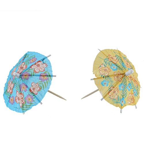 24 Pcs Mixed Tropical Drinks Cocktail Umbrella for pool party (Random Color)