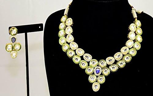 Kundan color stones necklace set. Gold plated imitation jewelry