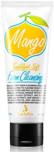 Ladykin Twinklight Mango Softfoam Korean Foaming Facial Cleanser. Removes oil, makeup and Clears blackhead. Korean skin care. Kbeauty. 3.34oz