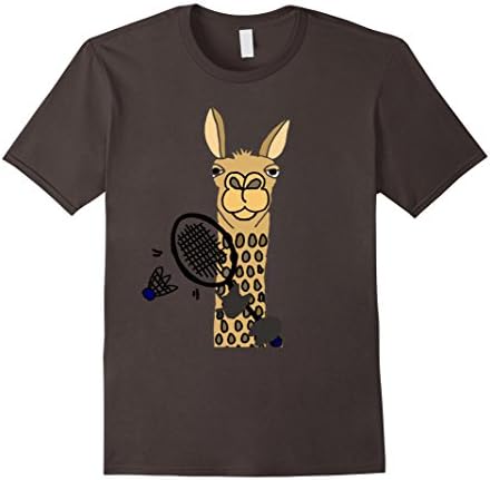 Mens Smiletodaytees Funny Llama Playing Badminton T-shirt XL Asphalt