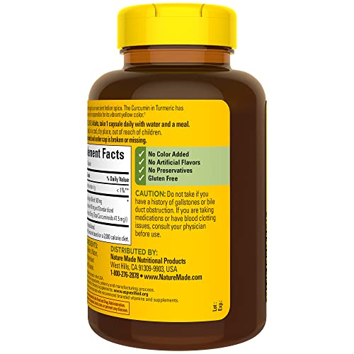 Nature Made Turmeric Curcumin 500 mg, Herbal Supplement for Antioxidant Support, 120 Capsules
