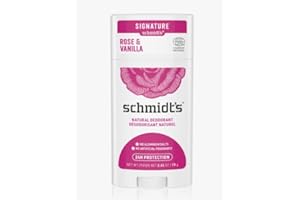 Schmidt's Aluminum-Free Vegan Deodorant Rose & Vanilla with 24 Hour Odor Protection for Women and Men, Natural Ingredients, Cruelty-Free, 2.65 oz