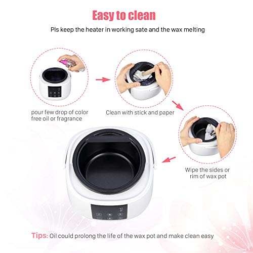 Waxing Kit Wax Warmer Wax Machine, himaly Portable Waxing Pot Brazilian Bikini Wax Kit Painless Wax Hair Removal Kit with Digital LCD Display, 4 Scents Hard Wax Beans+20 Applicator Sticks