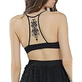 Seamless Lace Racerback Ribbed Knit Bralette Tank Top