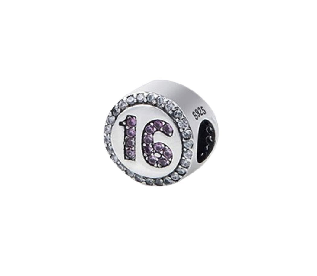 FeatherWish Celebration Happy Birthday 925 Sterling Silver Round Beads Charm With Clear And Pink Cubic Zirconia Compatible With Pandora Bracelet Or Necklace 16 18 21 30 40 (21st)