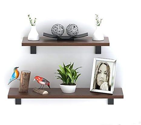BLUEWUD Reagan Decor Particle Board Wall Shelves (Wenge) - Pack of 2