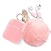 for Airpods Case Keychain, BLUEWIND AirPod Protective Charging Case Cover, Portable Earpods Air Pods Carrying Cases with Strap, Keychain, Soft Fluffy Ball, Compatible with Apple AirPods 1&2 (Pink)