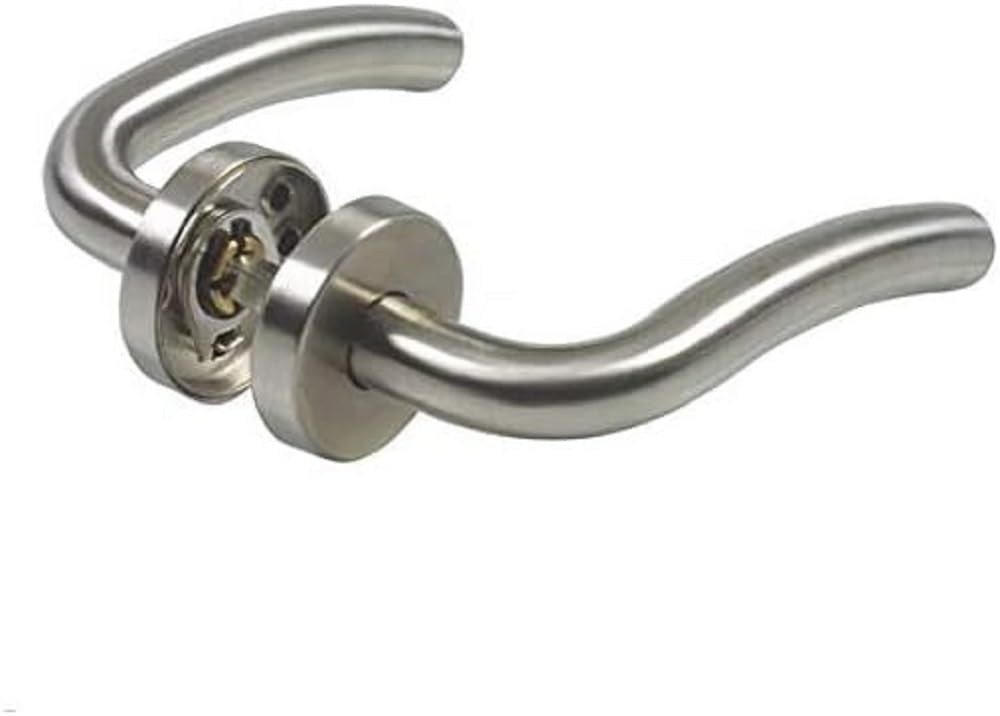 Amig - Set of Rosette Door Handles | Mod. 19RX | 136 x Ø19 mm | 8 mm Square | Elegant and Simple Design | Stainless Steel 18/8 Matte Silver