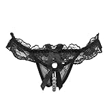 Underwear, Toraway Women Sexy Lace Open Crotch Mesh Pearl Thong Panties