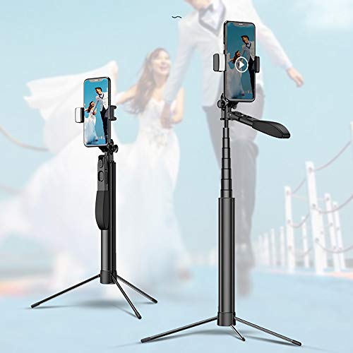 FeliSun Versenkbarer Selfie-Stick mit Stativ, 2 * Fülllicht, Drahtlose Bluetooth-Fernbedienung, Panoramaaufnahme mit Anti-Shake-Stabilisator, Höhe der Metallstange Einstellbar (30-160 cm)
