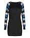 OUGES Women's Long Sleeve Round Neck Patchwork Casual Shirt Tops(Black,XXL)