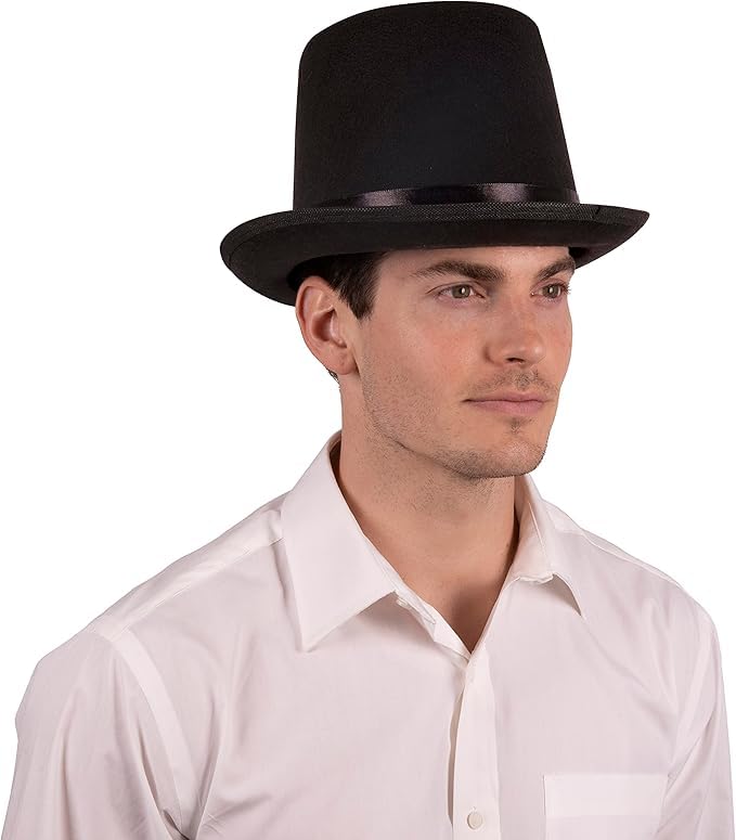 Kangaroo Black Top Hat Men Costume - Tophat Stove pipe Hat - Giant Tall Halloween Formal Cosplay Costume Accessory Dress up Apparel