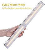 Under Cabinet Light, LOFTER Rechargeable 56-LED Wireless Motion Sensor LED Night Light for Bedroom, Wardrobe, Closet, Garage, Laundry Emergency Lighting with 2400mAh Battery (Warm White)