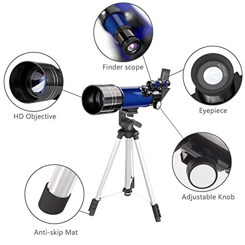 411neffFemL Telescope for Kids Beginners Adults, 70mm Astronomy Refractor Telescope with Adjustable Tripod - Perfect Telescope Gift for Kids - Image 4