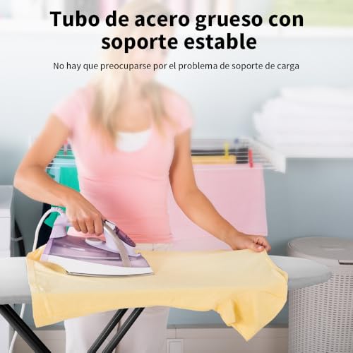 JESWO Burro de Planchar Plegable, 47.2×12.4 Pulgadas Tabla de Planchar, Burro de Planchar Grande Altura Ajustable, Burro de Planchar Closet con Soporte para Tabla de Planchar para Uso Familiar