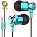 Marsno M1 Wired Metal in Ear Headphones, Noise Isolating Stereo Bass Earphones with Mic，Dynamic Drivers Provide Stereo & Crystal Clear Sound (Grey) (Blue)