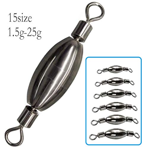 Caija-H Brass Fishing Sinker with Inner Swivel Set for Freshwater/Saltwater - 15 Sizes
