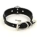 Handmade Heart Lock O Ring Thick Faux Leather Choker Collar Necklace (Black with silver alloy)
