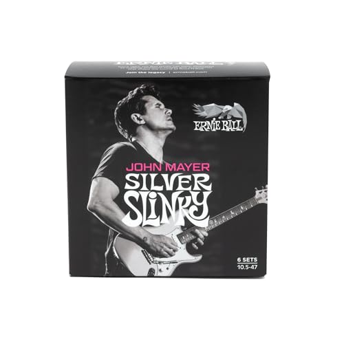 Ernie Ball John Mayer Silver Slinky Nickel Wound E-Gitarrensaiten 6er-Pack 10.5-47 Gauge