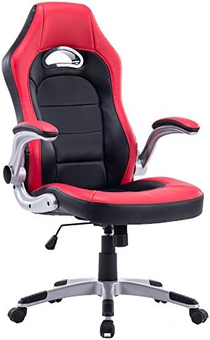 Ergonmic Red Racing Chair Computer Gaming Chair, Executive High Back Manager Recliner Office Chair With Armrest Comfortable Swivel Gaming Desk Chair Games Chair(Red&amp;Black)