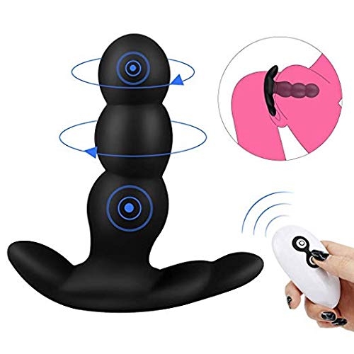 Rotating Anal Vibrator Sex Toy with Dual Motor 7×7 360° Rotation Vibration Patterns, PALOQUETH Unisex Waterproof Vibrating Butt Plug Silicone for Advanced Player, Rechargeable, Wireless Remote