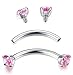FIBO STEEL 5Pcs Stainless Steel 16G 10MM Bar Length Curved Barbell Eyebrow Piercing Jewelry