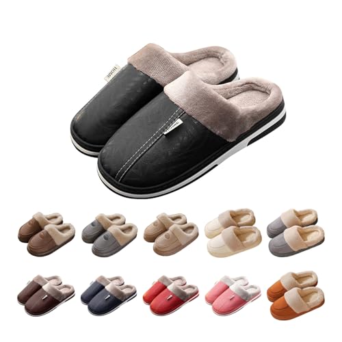 Mens Slippers Women Unisex Winter Warm Slippers Non-Slip Memory Soft Foam Outdoor & Indoor House Shoes With Fluffy Lining Fluffy Plush Bedroom Shoes