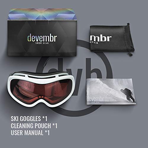 devembr OTG Ski Goggles Clear, Snowboard Goggles Anti-Fog,100% UV Protection, Anti-Slip Strap,Helmet Compatible Snow Goggles for Men & Women,Skiing Snowmobile Skating, White Frame, Pink Lens(VLT 51%) - Thumbnail 6