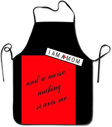WENTiandi I Am A Mom And A Nurse Nothing Scares MeCooking Aprons Cool ApronAprons For Girls Boys Aprons Bulk Aprons For Women Men