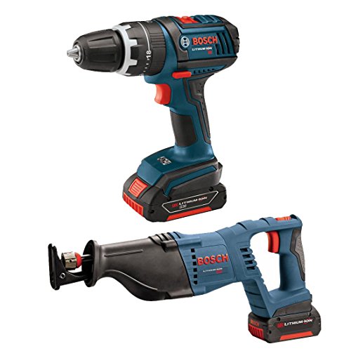 Click Here to See More Images Bosch CLPK273-181 18-Volt Lithium-Ion 2-Tool Combo Kit with 1/2-Inch Drill/Driver, Reciprocating Saw, 2 High Capacity Batteries, Charger and Case