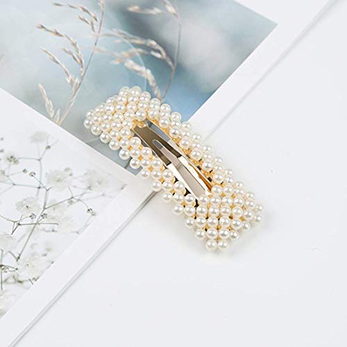 Amcami Pearl Hair Clips,Hair Barrettes Hair Pins,Wedding Bridal Artificial Pearl Hairpins Handmade Hair Accessories for Women Ladies Girls Thick Hair - Thumbnail 2