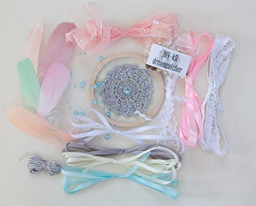 DIY Dreamcatcher Kit Boho Kids Craft Kit Doily Dream Catcher 4.8`/12 cm diameter Birthday Party Activity Bridal Shower Favour