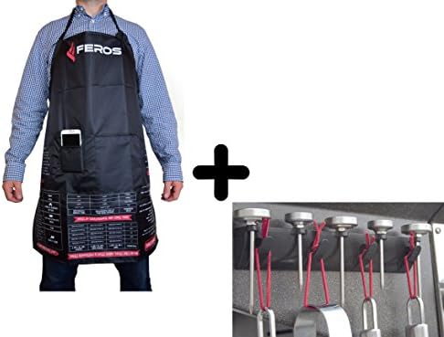 FEROS KIT - (2 Items!) FEROS Cheat Sheet BBQ Apron + Magnetic BBQ Tool Accessory and Thermometer Hanger